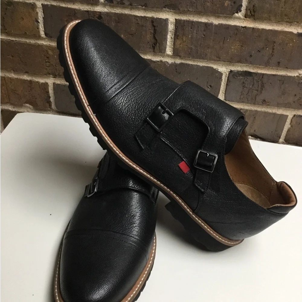 Men's Black Double Monk Strap Slip-On Loafer